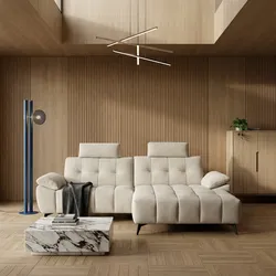 Ecksofa Odaloc Rechts Stoff Beige - elektrische Fußstütze & USB-Port