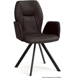 ARMLEHNSTUHL (6er-Set) Denna 58x92x60 Schwarz/Espresso