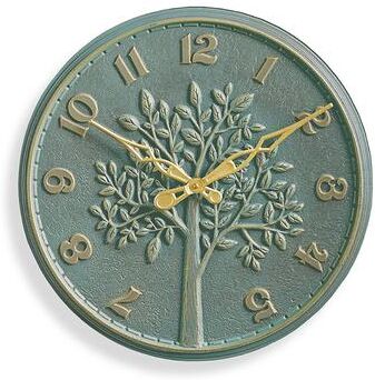 Woodland Tree Outdoor Wall Clock & Thermometer - Clock, Verdigris/Clock - Grandin Road