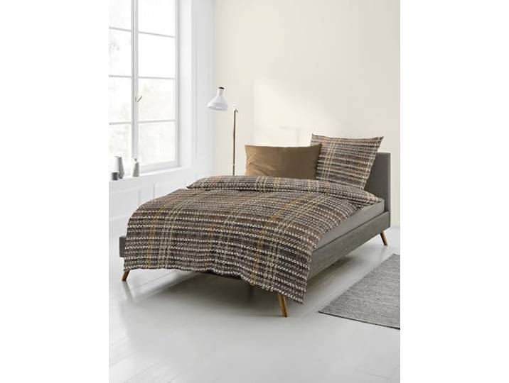Bierbaum Bettwäsche 4143, Fein-Biber, Designed in Germany, Braun 80, 155x220 + 80x80 cm, Komfortgröße