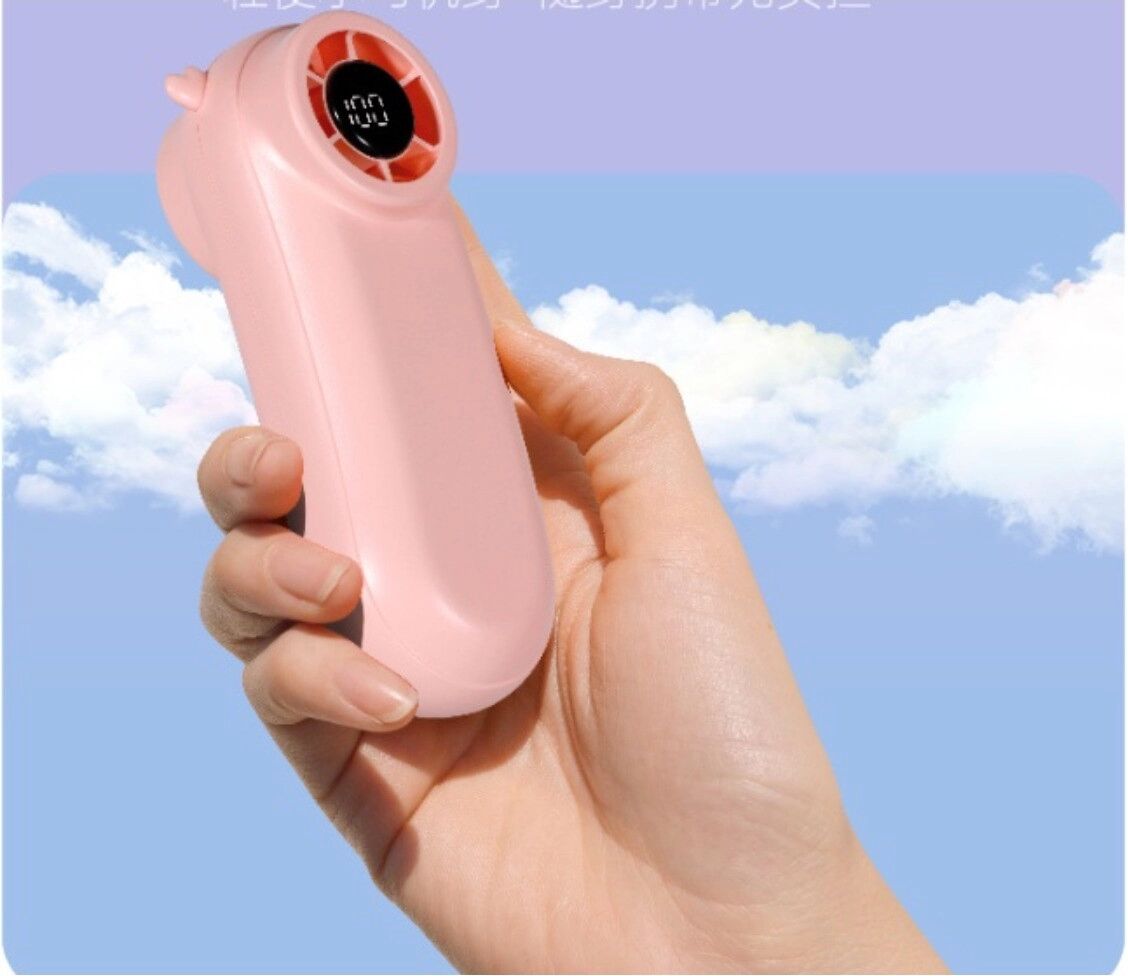 INF Mini-Handventilator mit 100-stufiger stufenloser Regelung – USB wiederaufladbarer Turbo-Handventilator mit Rosa