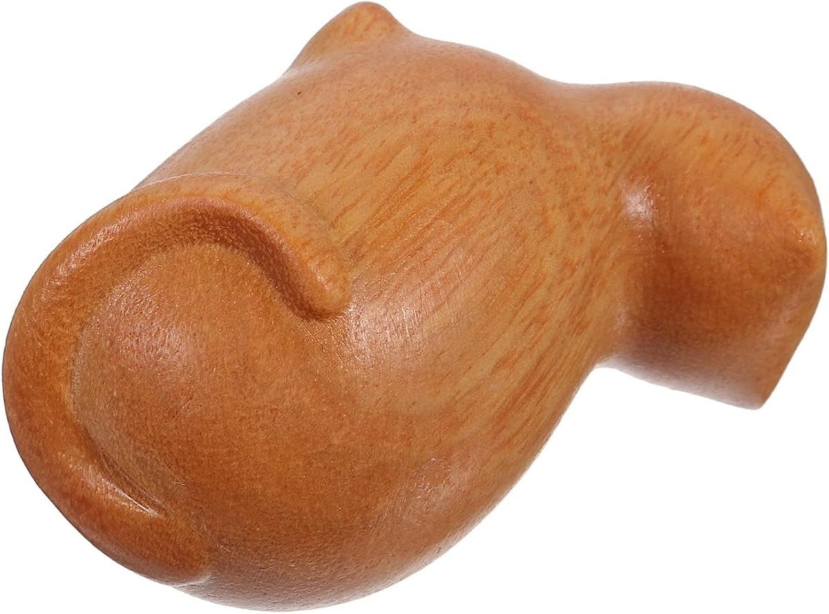 Houten Kattenornament Geluk - Kattenbeeldje voor Huisdecoratie - Hoogte: 5,20 cm