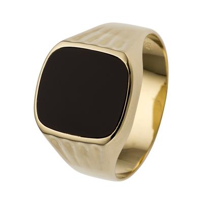 Fingerring JOBO Gr. 62, schwarz, Fingerringe, Herren, 62, Gelbgold 585, Fingerring, 585 Gold mit Onyx