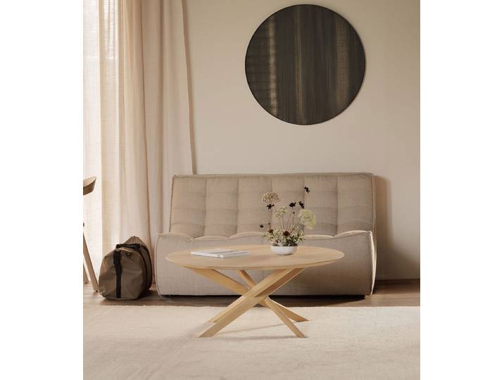 Ethnicraft Ronde Salontafel Mikado Geolied Eikenhout, 100cm - Naturel