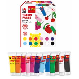 Marabu Stoffmalfarben Kids T-Shirt Farbe, für helle Stoffe, waschbeständig, 12x 36ml