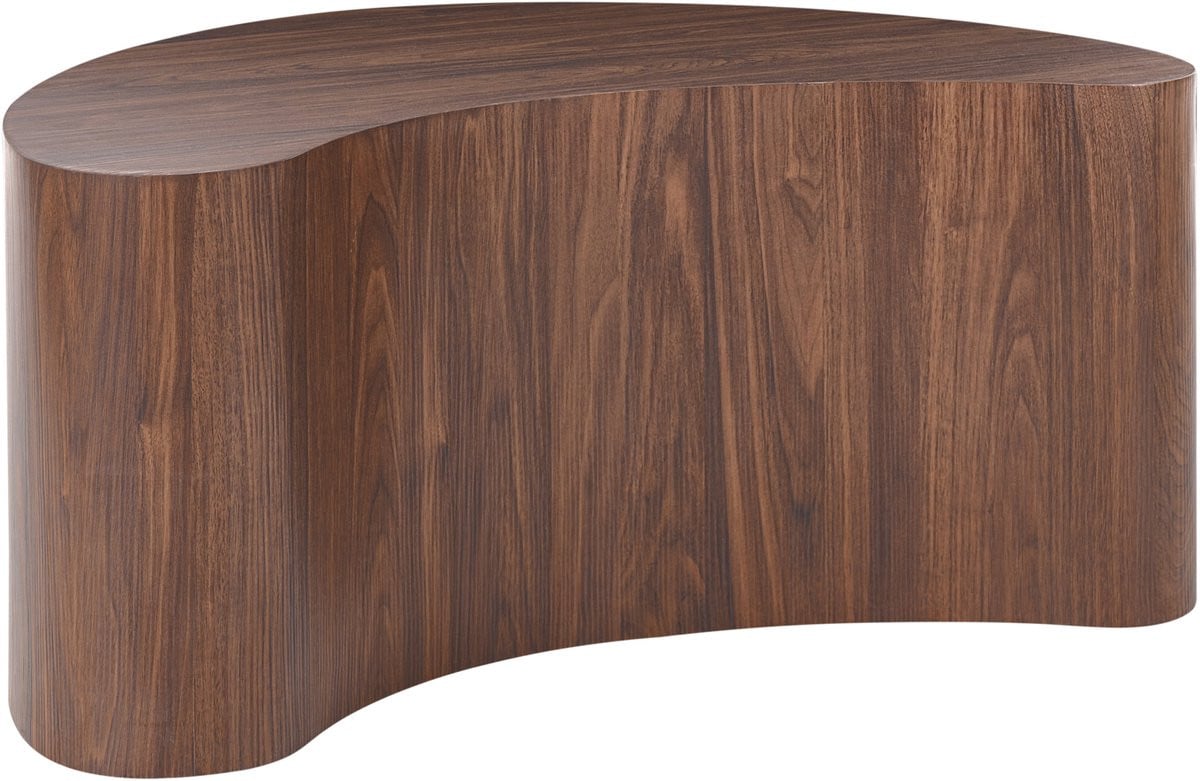 Beliani Moderne salontafel van MDF met papierfineer in boonvorm, donkerbruin walnoot effect
