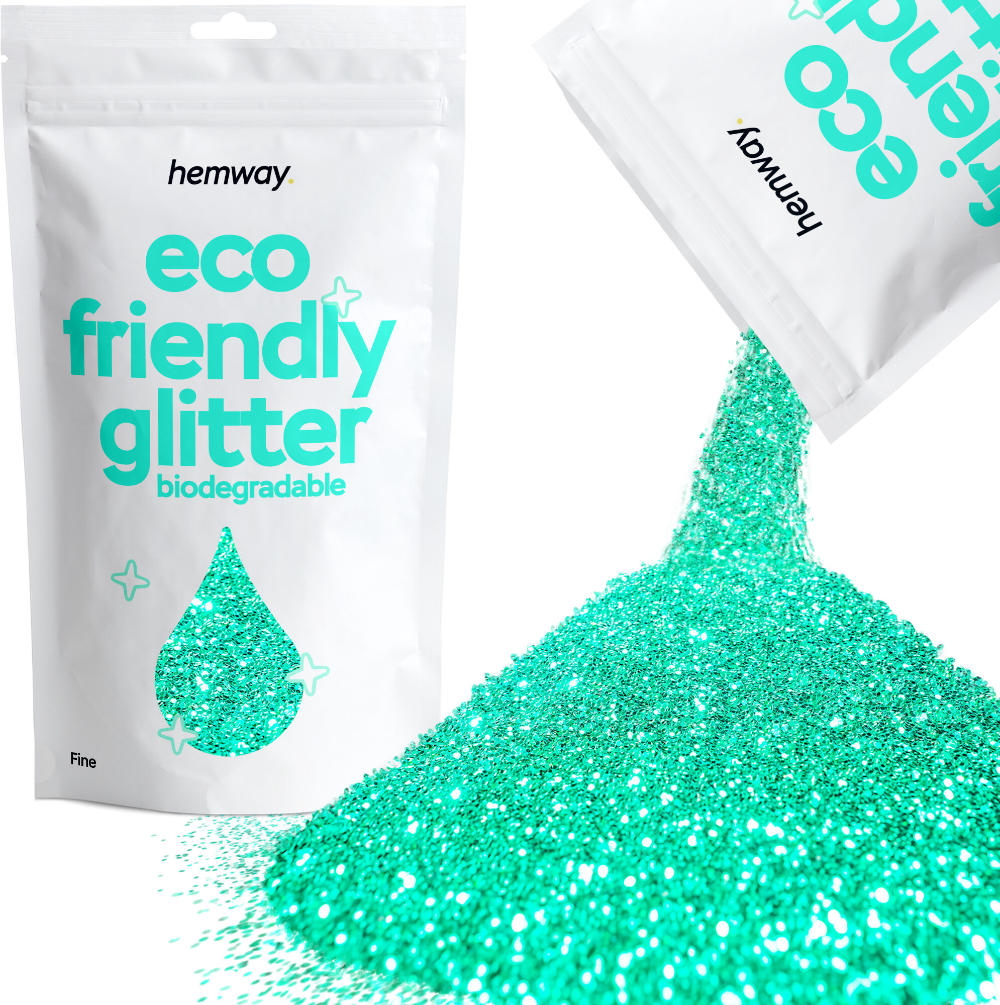 Hemway Biodegradable Eco Friendly Glitter 100g / 3.5oz   Turquoise Blue   DIY, Decoration, Arts & Crafts - Turquoise Blue - Fine 100g