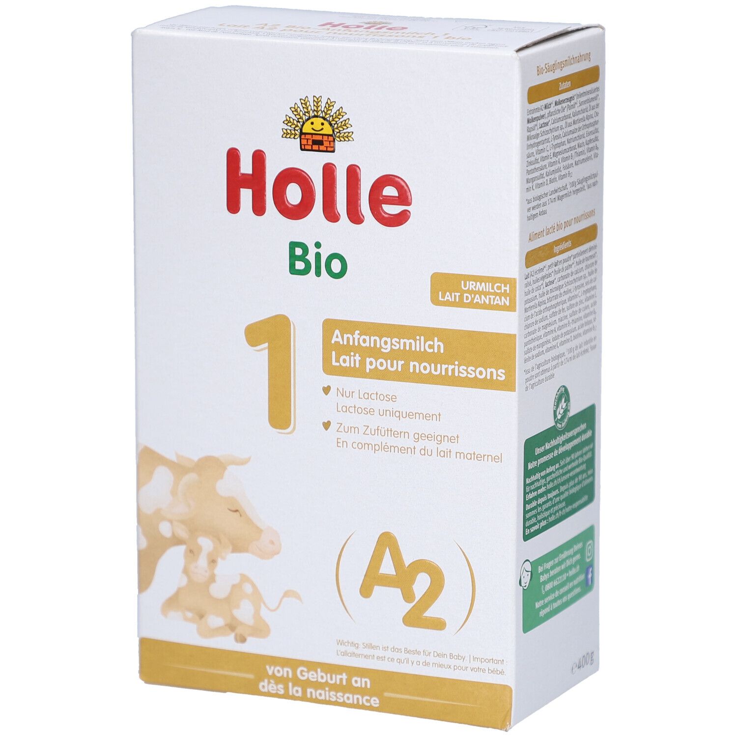 Holle A2 Bio-Anfangsmilch 1 (neu) 400 g Pulver