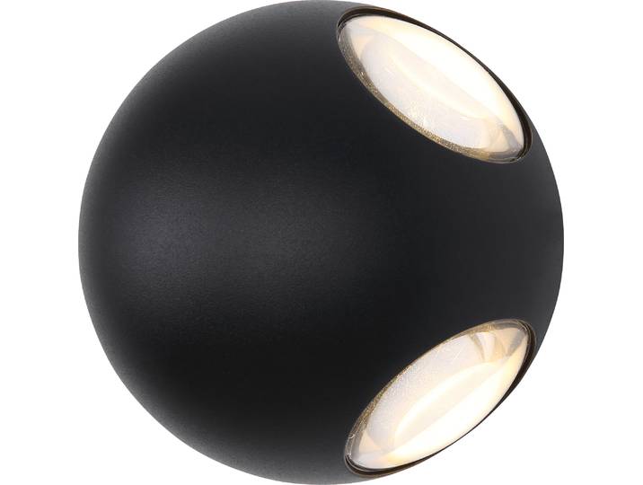 Globo Lighting Außenleuchte Aluminium schwarz matt, Glas klar, weitere Funktionen: Lichteffekt in vier Richtungen, IP54, ø: 110mm, AL: 90mm, inkl. LED 4.5W 230V, 440lm Source, 350lm Output, 3000K