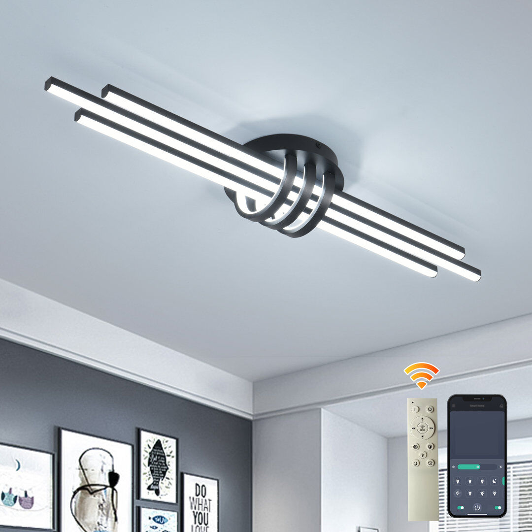 Blue Elephant Lediana 3-Light LED Flush Mount Black 13cm H x 100cm W x 22cm D
