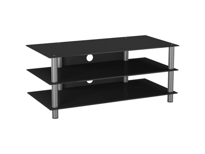 Mid.you Phonotisch, Schwarz, Silberfarben, Metall, Glas, rechteckig, 110x45x42 cm, Kabelkanal, Babymöbel & Kindermöbel, Kinderzimmer & Jugendzimmer, Phonomöbel