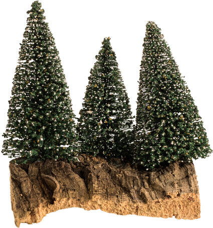 Baum-Gruppe mit 3 Bäumen, 11 x 5,5 x 14 cm, beschneit