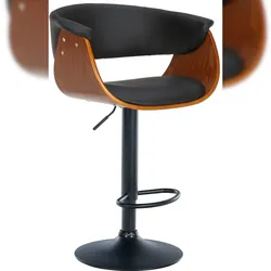 Décoshop26 - Moderner Barhocker mit höhenverstellbarem und drehbarem Sitz aus schwarzem PVC Holz und schwarzem Metallkorpus 10_0005452