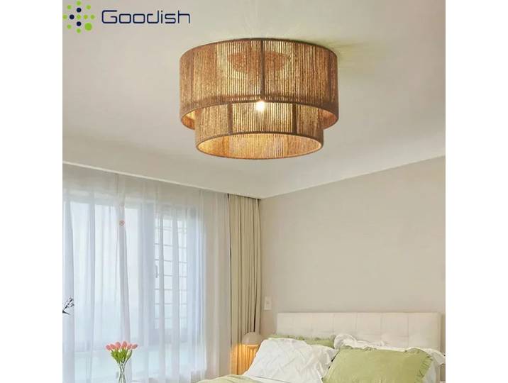 Plafonnier LED nordique minimaliste moderne, lustre en rotin fait main, lampe artistique créative pour salon et décoration intérieure
