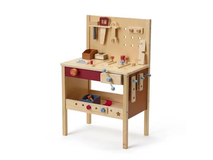 Kids Concept - Kid's Hub Werkbank mit Zubehör, 55 x 36 x 80 cm, bunt (21er-Set)