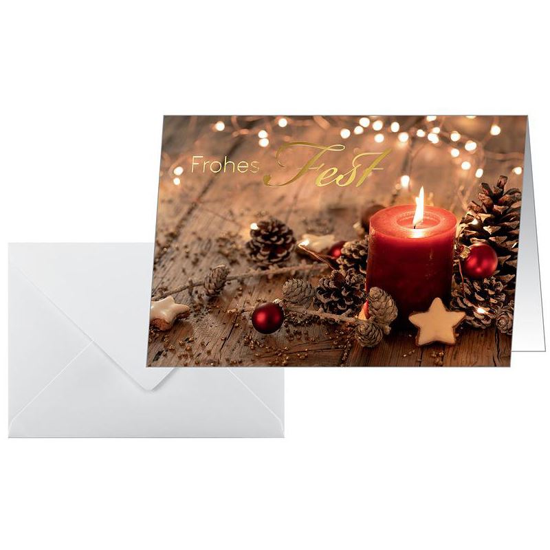 SIGEL 10 Weihnachtskarten Red Christmas Candle DIN A6