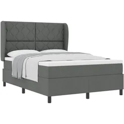 vidaXL, Boxspringbett, Boxspringbett Mit Matratze Stoff Dunkelgrau (140 x 200 cm)