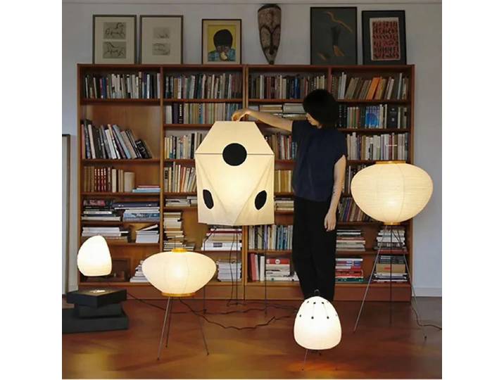 Japonais Akari Noguchi riz papier lampadaire LED E27 Wabi Sabi Vintage debout lumière décor à la maison salon chambre chevet Bar