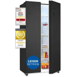 Exquisit Side-by-Side-Kühlschrank, Kühl-Gefrierkombination, NoFrost, Schnellgefrieren, 4-Sterne-Gefrieren, LED-Display, SBS46-040E inoxlook-az
