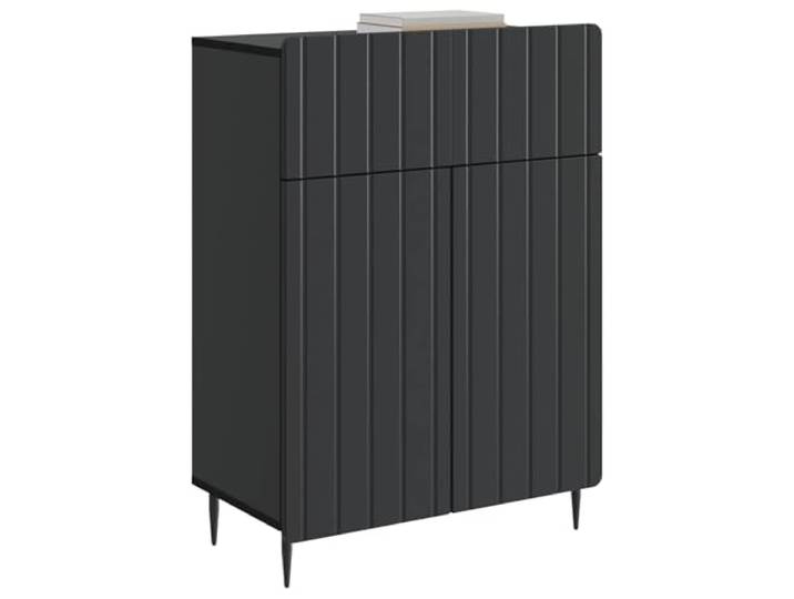 KTHLBRH Anrichte schwarz 66 x 34,5 x 92 cm aus technischem Holz Einlegeböden für Haushaltsgeräte, 90 ° Tür, Streifenmuster, für Wohnzimmer oder Esszimmer