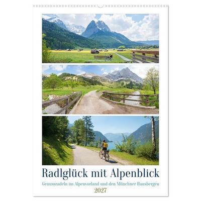 Radlglück mit Alpenblick 2027 (Wandkalender 2027 DIN A2 hoch), CALVENDO Monatskalender