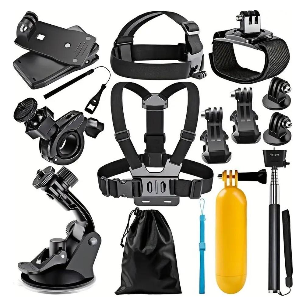 Techsuit - Accessory Kit Bundle CamQuest 15in1 (SA15) - for GoPro Action Camera - Black (bulk) (60963507)