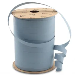 Star 250m Geschenkband Ringelband 10mm mit Struktur Kunststoff Dekoband Schleifenband Polyband Luftballonband zum Basteln Schleifen Staubblau matt