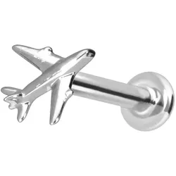 14 Karat Gold Labret mit Push Fit FLUGZEUG