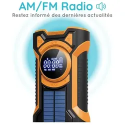 Xtorm 5000 mAh Emergency Radio with Solar Panel, black/orange (AM, FM), Radio, Orange, Schwarz