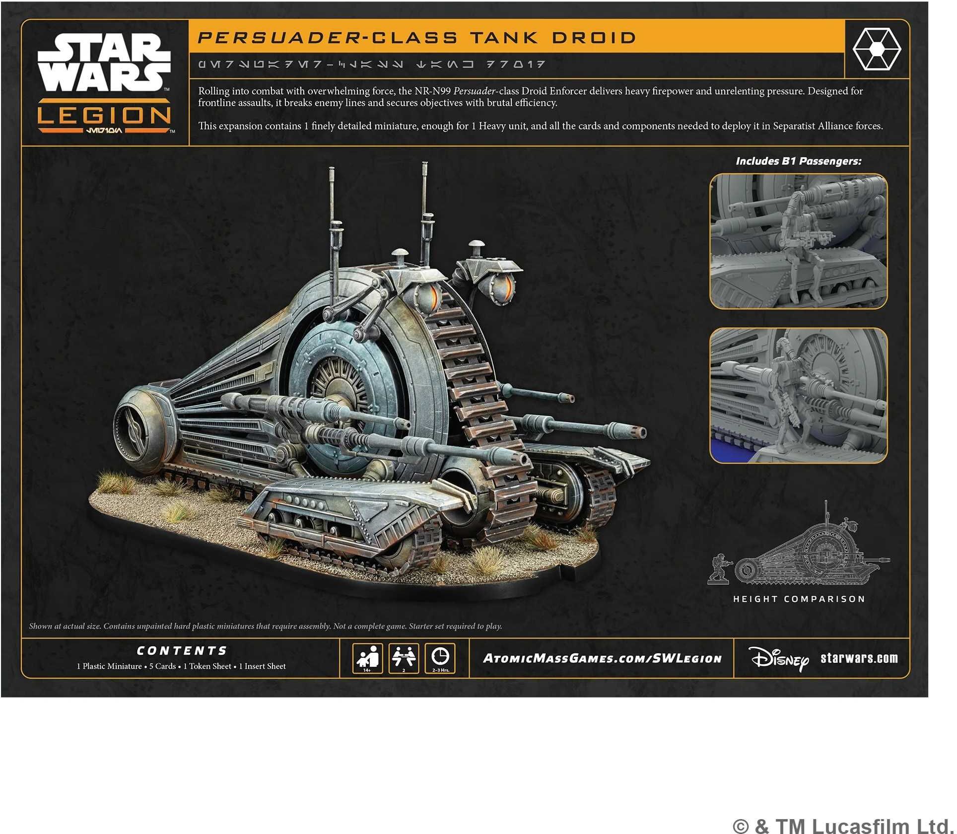 Atomic Mass Games Star Wars: Legion - Persuader Class Tank Droid for Separatist Forces, Includes Miniature, Cards, and Components