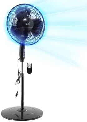 Vie Air 16 Inch 3 Speed Oscillating Stand Fan with Remote Control in Black