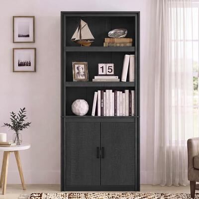 "Garvee 71"" Tall Open Display Shelves Bookcase 5 Tier Bookshelf Library Storage, Farmhouse Book Cabinet, Anti Tipping"