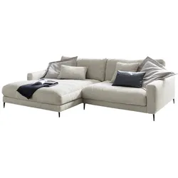 KAWOLA Ecksofa CARA Sofa Recamiere links Cord cremeweiß