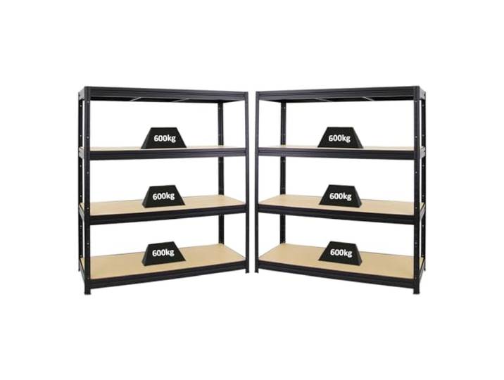 PROREGAL Mega Deal 2er-Sparset Profi-Schwerlastregal Dino HxBxT 180x160x60cm Fachlast 600kg Schwarz, Kellerregal, Steckregal, Garagenregal, Lagerregal