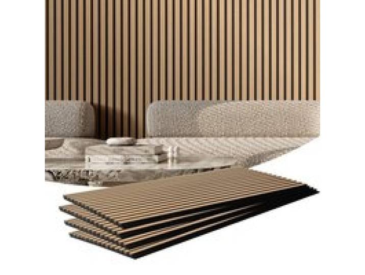 VEVOR Akustikpaneele, Akustikplatte, 1200 x 600 mm, MDF-Akzent-Holzwandpaneele für moderne Innenwanddekoration, Kunstholz-Wandplatten zur Geräuschreduzierung, helle Eiche, 4er-Set