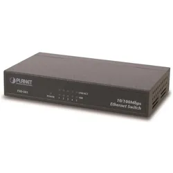 Planet FSD-503 / Switch / 5x 10/100 Mbps / kov / fanless (5 Ports), Netzwerk Switch, Schwarz