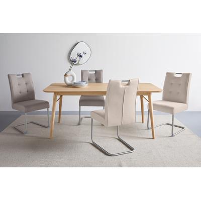Freischwinger S.OLIVER "Ciella", beige (hellgrau, chromfarben), B:47cm H:96cm T:50cm, Polyester, Stühle, Freischwinger, mit hochwertiger 3D-Steppung und Taschenfederkern, Edelstahlgestell