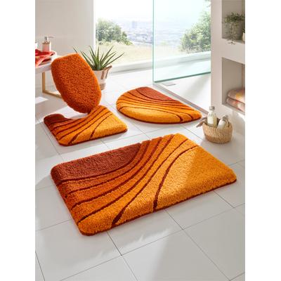 Badematte HAGEMANN Gr. 2, orange (terra, vanille, gemustert), WC-Vorleger quadratischmit Ausschnitt (50cm x 50cm), Badematten, Badematte