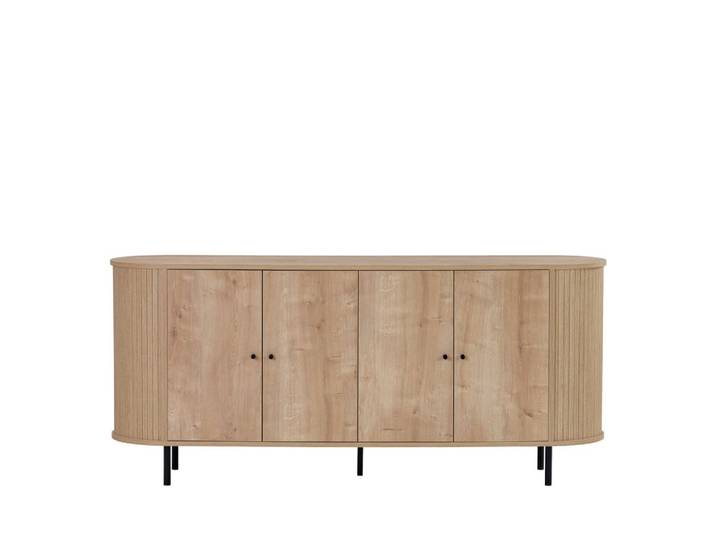 Buffet 4 portes aux bords arrondis en bois l180cm - bois clair