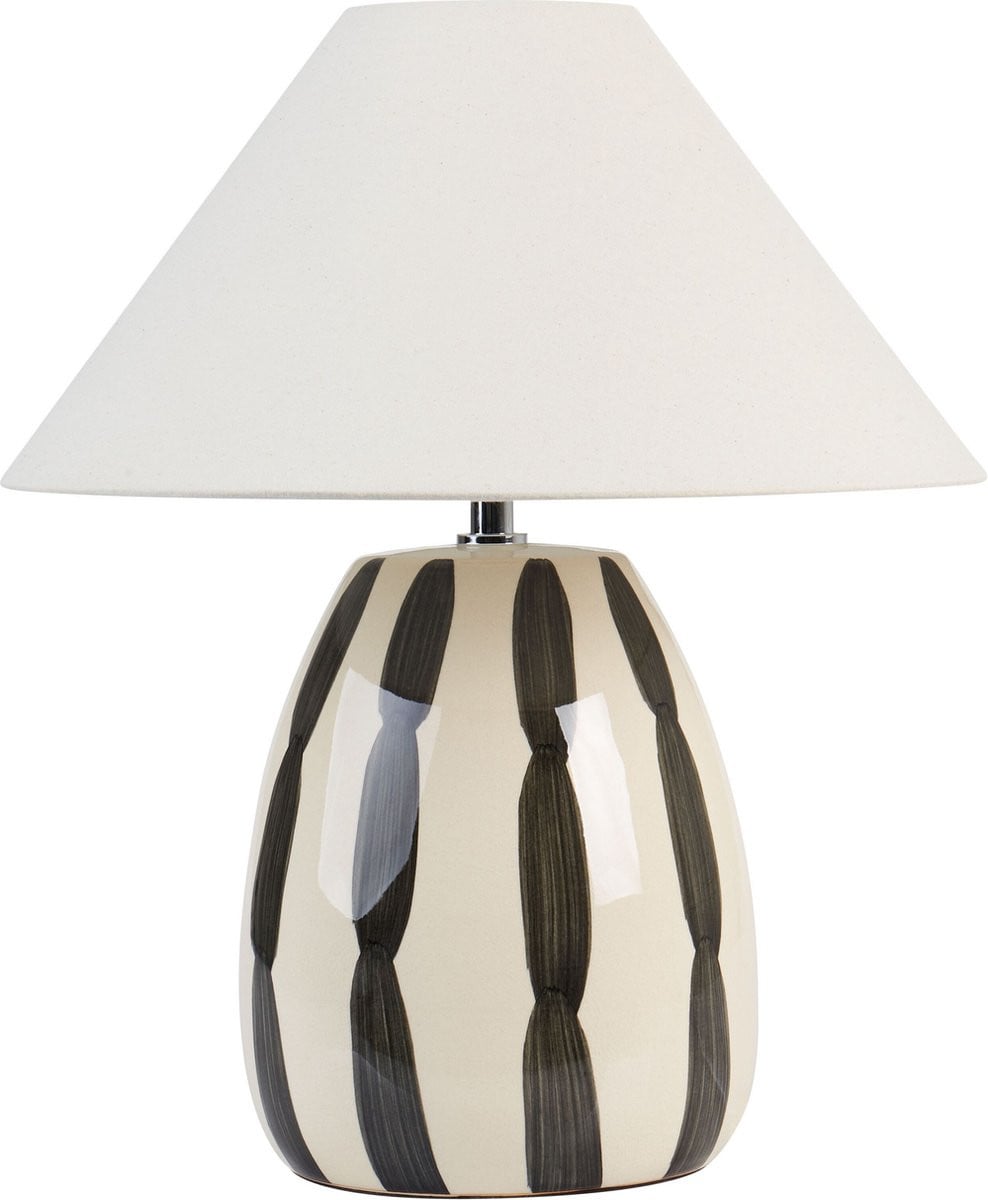 Beliani Tafellamp Modern Keramiek en Textiel Lichtbeige en Zwart