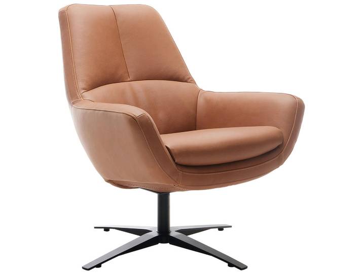 Trendmanufaktur Sessel BE Organic, Cognac, Metall, Echtleder, Anilinleder, 81x92x83 cm, Made in EU, Lederauswahl, Stoffauswahl, Wohnzimmer, Sessel, Sonstige Sessel