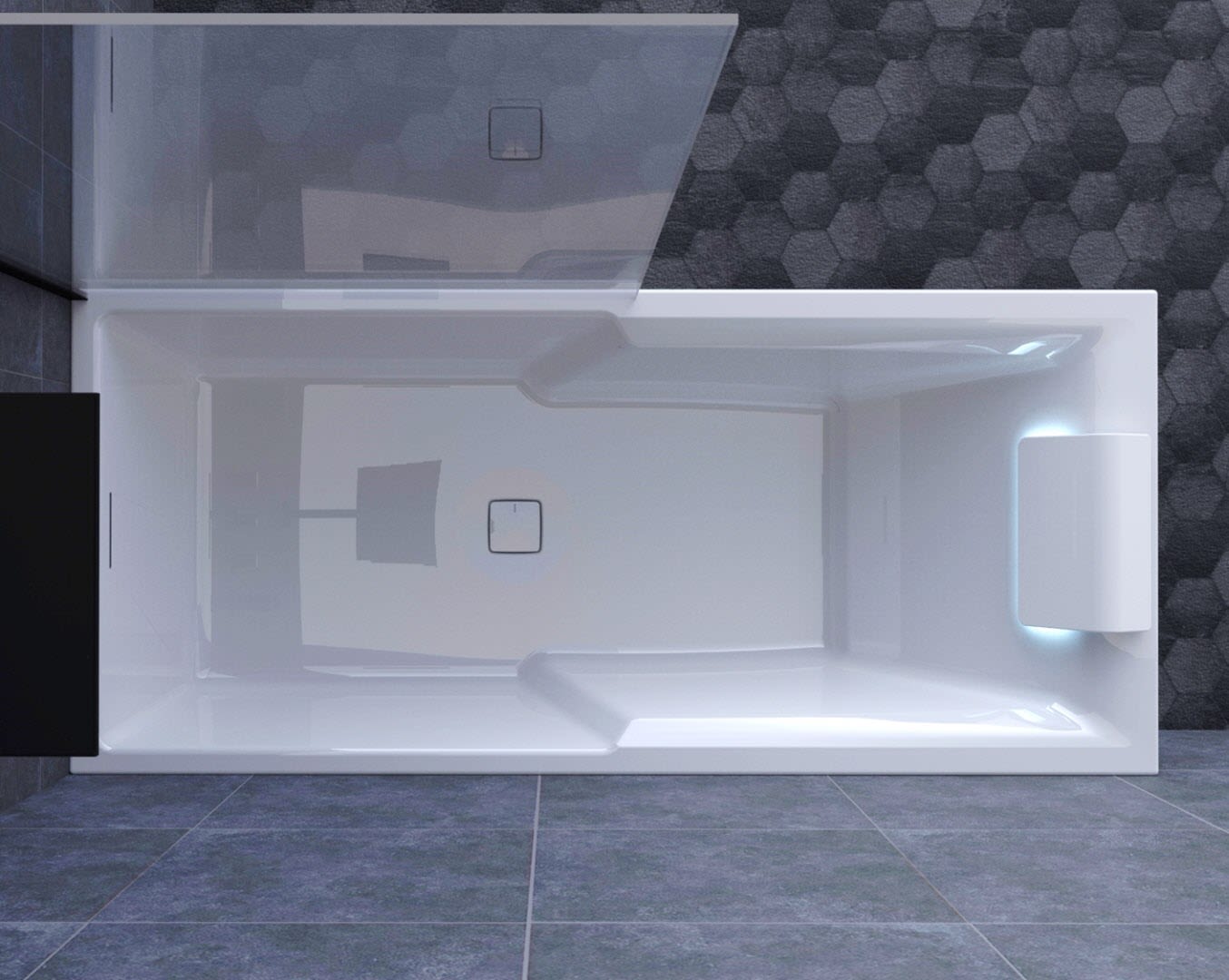 Riho Still Shower Rechteck-Badewanne 180 x 80 cm, Plug & Play, rechts, Badewannen, B103025005, hochglanz weiß