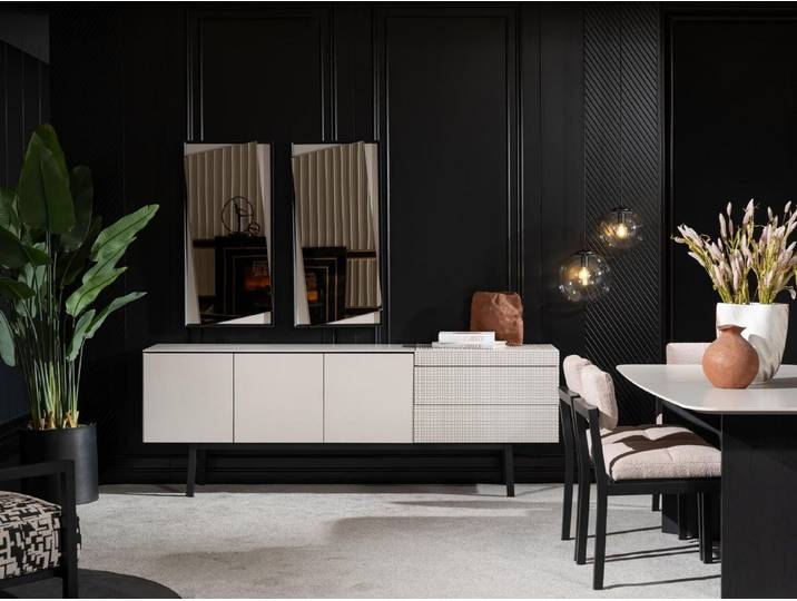 Xlmoebel Sideboard Weißes Holz Esszimmer Set mit Sideboard und Spiegel von XLMOEBEL (Esszimmer Set, Weißes Holz Esszimmer Set), Made in Europa