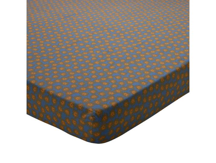 Drap-housse en coton bleu 160x200x28cm