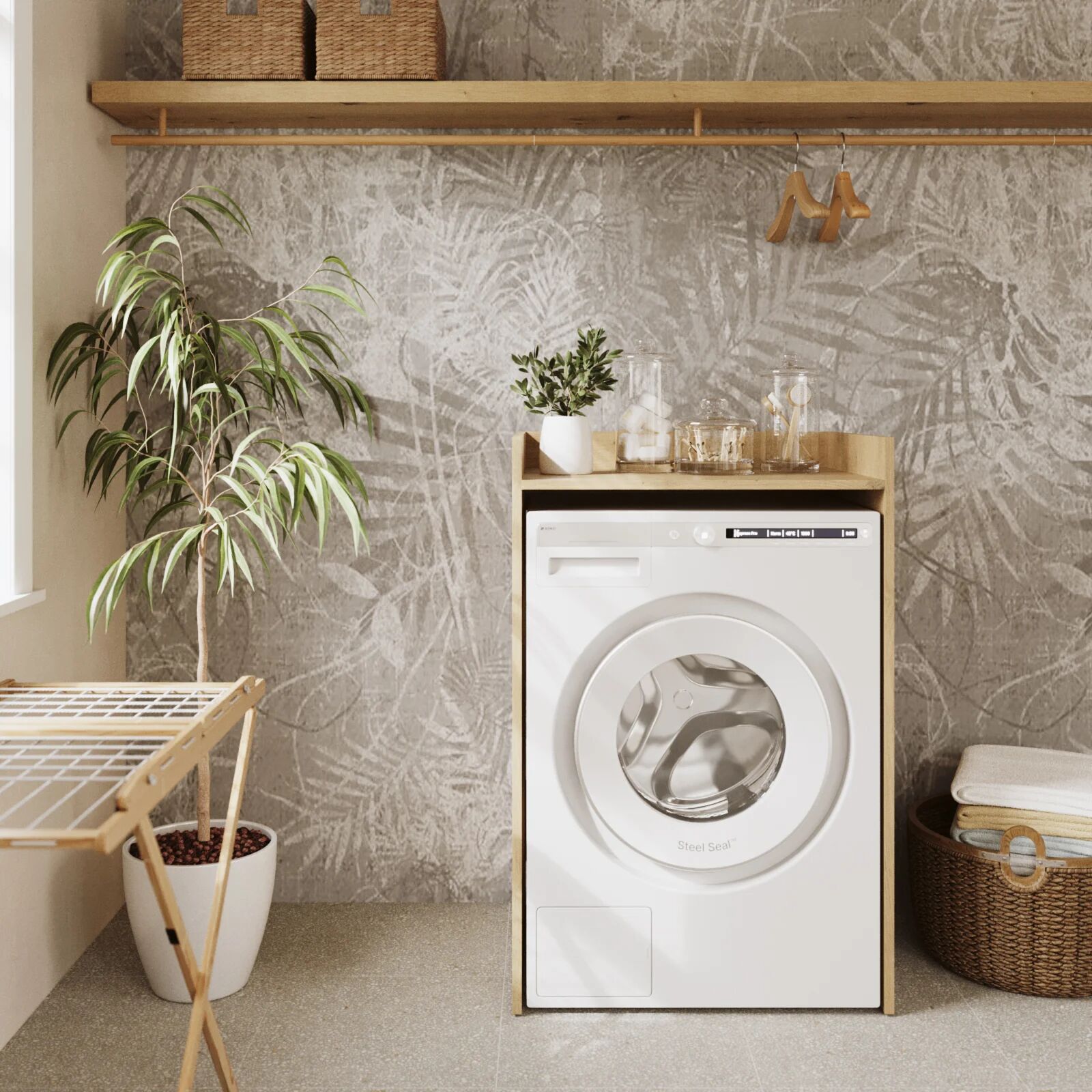 garneroarredamenti Mobile lavatrice 64x98h cm rovere nodoso Motty