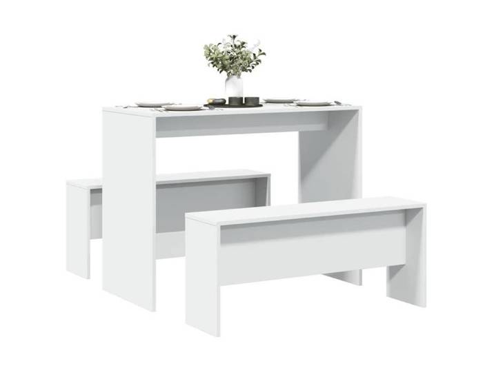 BEAU Ensemble 3 pièces - 1 Table 2 chaises - Ensemble table à manger et bancs 3pcs - blanc - bois d'ingénierie mode281349