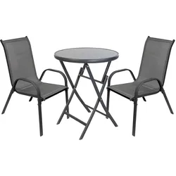 Mojawo, Gartentisch + Balkontisch, Elegantes 3-teiliges Bistro-Set für Garten, Balkon & Terrasse (60 x 72 cm)