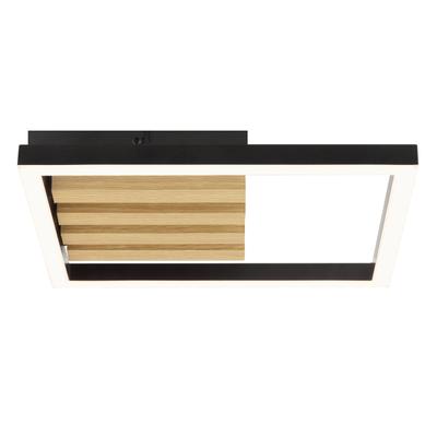 BRILLIANT LED Deckenleuchte "Calma", schwarz (schwarz, natur), 1, H: 4cm, 1 Stk., Leuchten, 3000 K, dimmbar, Holz/Metall, schwarz, LED Deckenleuchte