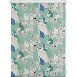 Lichtblick Rollo Klemmfix, ohne Bohren, Verdunkelung, Sloths on turquoise  - Grün