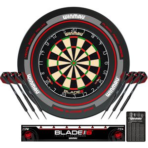 WINMAU Dartscheibe Blade 6 Set, PDC Zertifizierung, aus Sisal, mit 6 Pfeilen & Surround, für Steeldarts